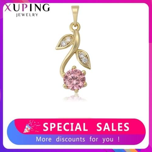 Xuping New Arrival Light Yellow Gold Color Plated Flower Shape Simple Pendant Jewelry Trendy Christmas Gift 35378