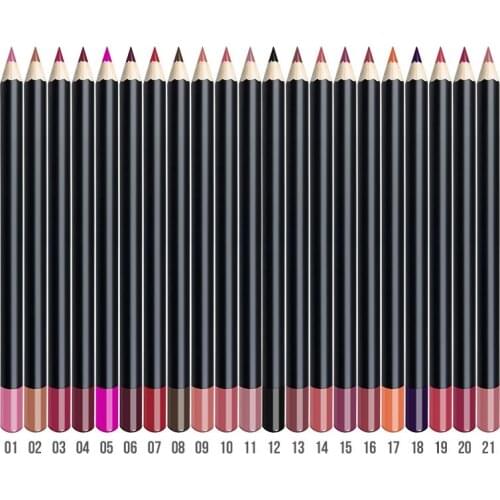 Wholesale 21 Color High Pigment Lip Liner Pencil Brown And Black Color Waterpoof Long Lasting Smooth Matte Lipliner Custom Label