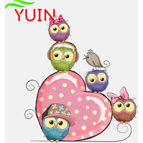 Personality Creative Pink Heart Shape and A Group of Little Owls Car Sticker Fashion PVC Decoration Motorcycle Decal 17*15cm