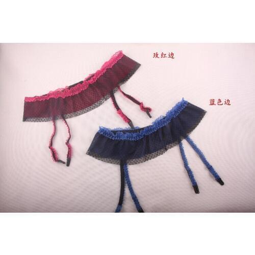 Sexy one-piece socks clip transparent double layer lace gauze belts 4 color grater