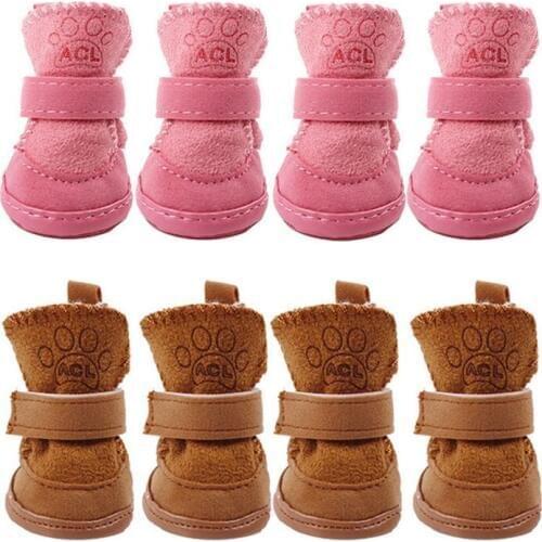 Plush Dog Shoes Winter Warm Pet Shoes for Small Dogs Cats Anti-slip Puppy Pet Snow Boots Chihuahua Yorkie Supplies Pet Products
