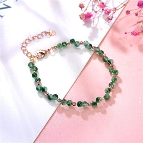 Charms Natural Stone Bracelet Green Crystal Beaded Bracelets Handmade Bangle for Women Prayer Fitness Chain Jewelry Gift B431