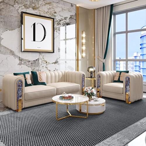 Postmodern light luxury rock board leather sofa top layer cowhide combination European and American style Hong Kong style