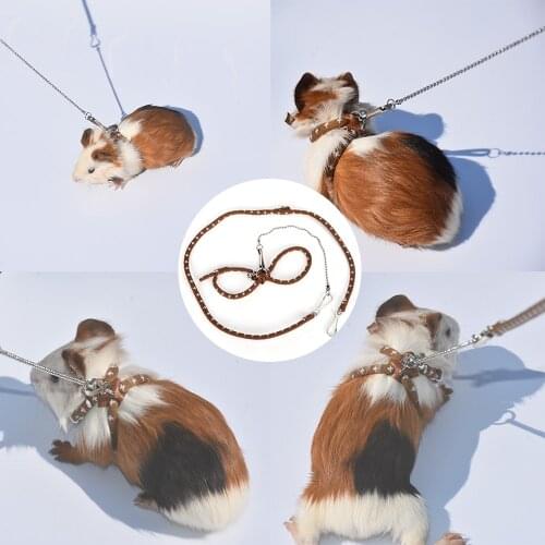 Adjustable Hamster Harness with Bells MINI Pet Adjust Harness Leash Collar For Bird Parrot Mice Hamster Gerbil Guinea Pig Leash