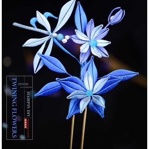 Ancient wrapped flower hairpin DIY material package jewelry Chinese style Suitable for beginners kits Hand-wrapped flowers