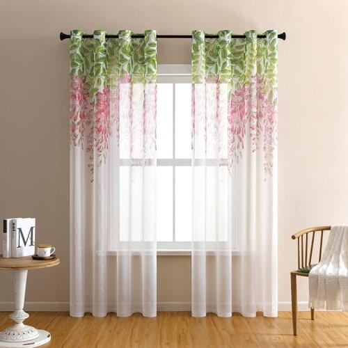 TPS Printed Silver Stars Sheer Curtains for Living Room Bedroom Kitchen Children Kids Tulle Modern Voile Window Treatment Panels