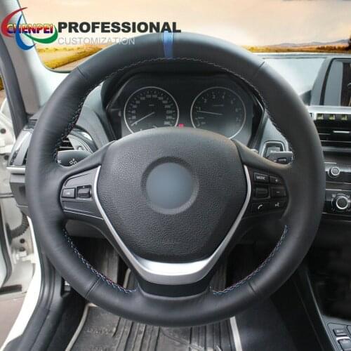 DIY Hand-Sewn Non-Slip Black Leather Steering Wheel Cover For BMW 3 Series F30 F34 F22 F23 F32 Car Interior Accessories