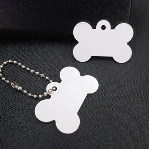 Sublimation Blank Bone Shaped Dog Tag Both Side White Aluminum Dog Name Tag 38*25mm Metal Pet ID Tags
