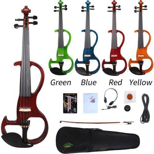 Yinfente Electric Silent Violin 4/4 Wooden Body Sweet Sound Free Case Bow