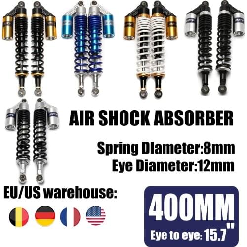 1Pair Spring 8mm 400mm Rear Gas Air Shock Absorbers Motorcycle Motor Bike Dirt Quad Scooter ATV Black Silver D30