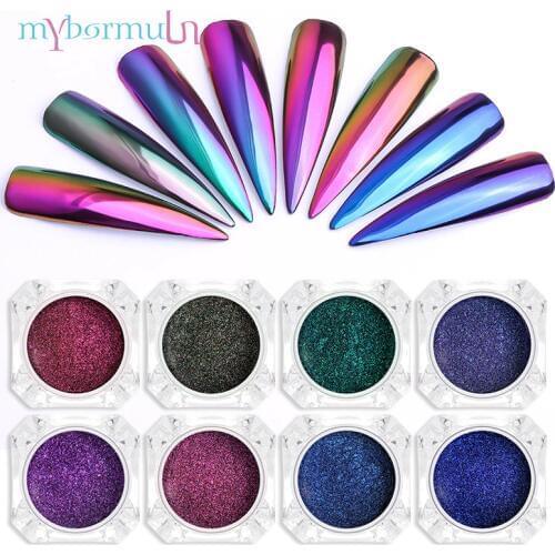 1 Box 0.5g 3D DIY Chameleon Nail Mirror Powder Chrome Pigment Dust Glitters Manicure Nail Art Decoration For Gel Nail Polish