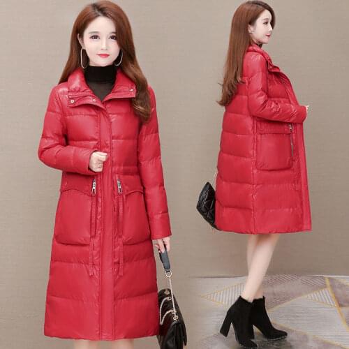 Women 2021 Winter Fashion Solid Color Long Coats Female New Stand Collar Warm Overcoats Ladies White Duck Down Jackets R218