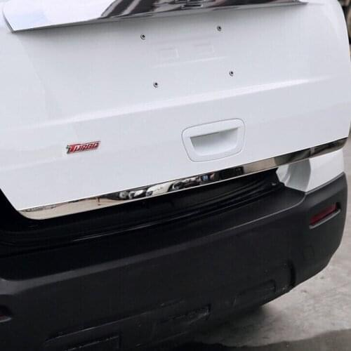 For Chevrolet TRAX 2014 2015 2016 2017 2018 Stainless Steel back door Tailgate trim Car Styling Door Sticker Accessories 1pcs