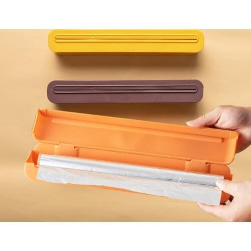 1Pc Plastic Food Wrap Dispenser Cutter Preservative Film Foil Cling Film Wrap Dispenser Sharp Cutter Storage Holder Kitchen Tool