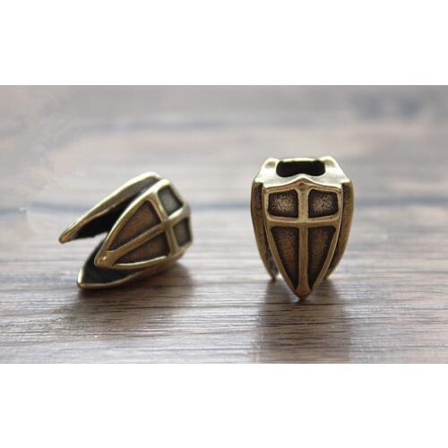 1PC Three-sided Shield Retro Brass EDC Paracord Beads Knife Beads Rope Cord Bracelet Beads Lanyard Pendants Outdoor Accessories