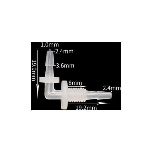 2.4mm to M6 Metric Thread to 2.4mm Plastic Elbow Pipe Fitting Pagoda Barbed Bulkhead Equal Hose Connector Tube Joint for Garden