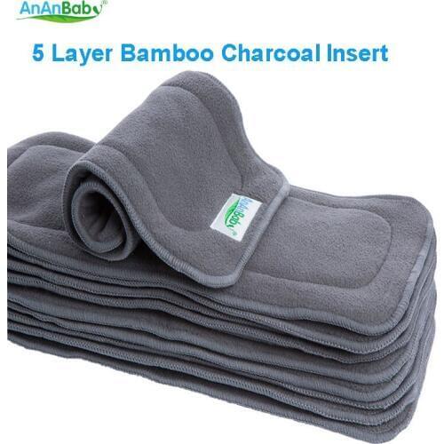20pcs Hot Sell Baby Diaper Insert New Reusable 5 Layer Bamboo Charcoal Inserts Bamboo Insert