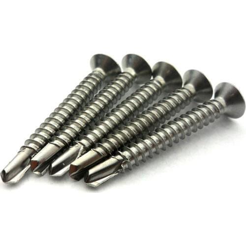 5PCS 410 Stainless Steel Flat Head Self - drilling Screws M4.8 * 32