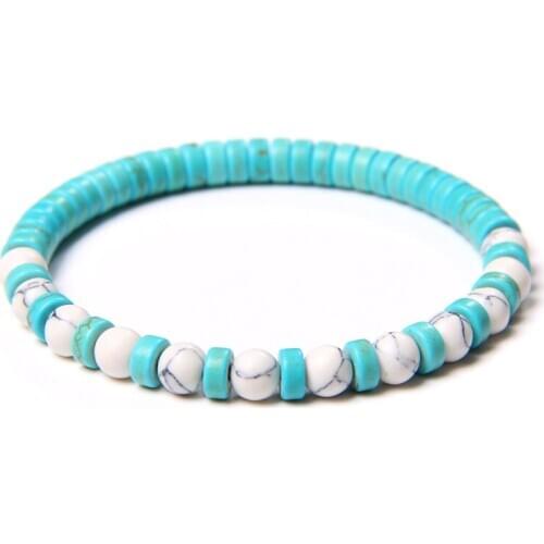6mm Beads Turquoises Spacer Howlites Bracelet Blue White Two-Color Stone Round Bead Wheel Bracelets For Men Women Creative Gift
