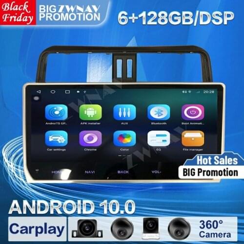 2 Din 128G 12.3 Inch Android For Toyota Land Cruiser Prado 150 2018 2019 2020 GPS Auto Audio Car Radio Stereo Receiver Head Unit