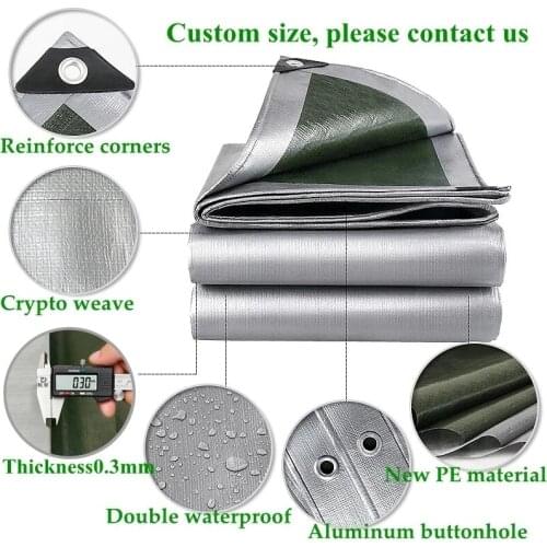 Waterproof PE Tarpaulin Fabric Garden Plant Shed Boat Car Truck Canopy Sunshade Pet House Cover 0.32mm
