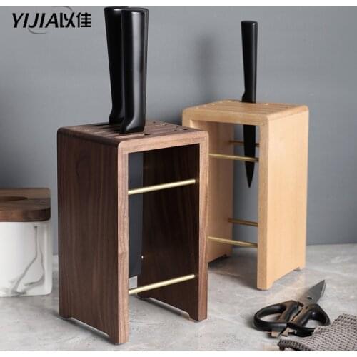 Wood Kitchen Knife Holder Scissors Gadget Storage Shelf Rack Knife Block Stand Organizer Accessories