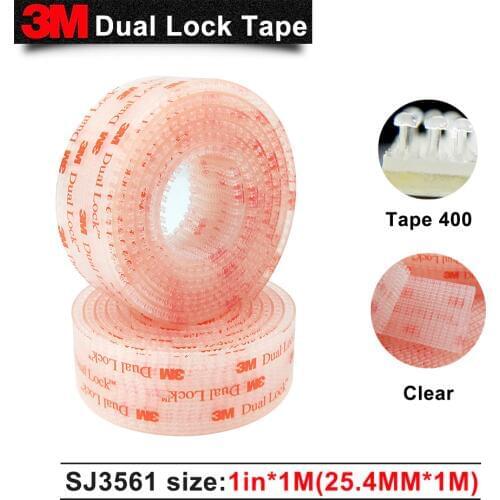 3M Dual Lock SJ3561 Type 400 Clear Mushroom Fastener adhesive tape 25.4mm x 1m