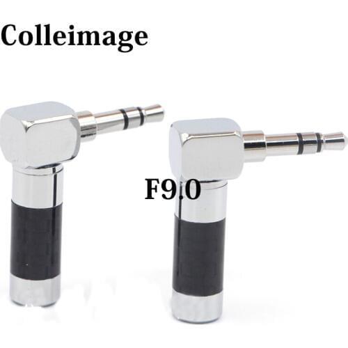 HIFI 2Pcs Right Angle Rhodium Plated L 3.5mm 3 Pole Stereo Male Stereo Mini Jack Plug Solder Carbon Fiber Body Connector