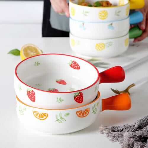 Creative Ceramic Dinner Plate Oven Baking Bakeware With Handle Ins Cute Fruit Breakfast Plate Household Tableware