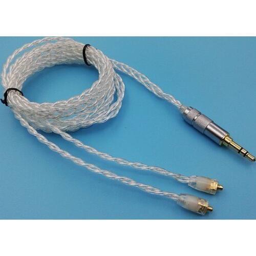 Soft handmade 6n single crystal silver plated 8-wire braid 112 core se215 se535 earphone upgrade cable