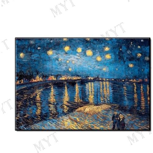Hand Painted Wall art Picture Abstract blue stars sky oil painting on canvas hang picture for Living room home decor no framed