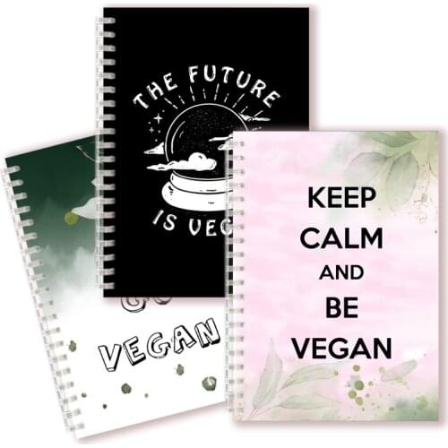 Keep Calm and Go Vegan - Spiral Notebook Note Book Vegetarian Journal For Green Diet Plan List Vegetables Veganism Women Gifts