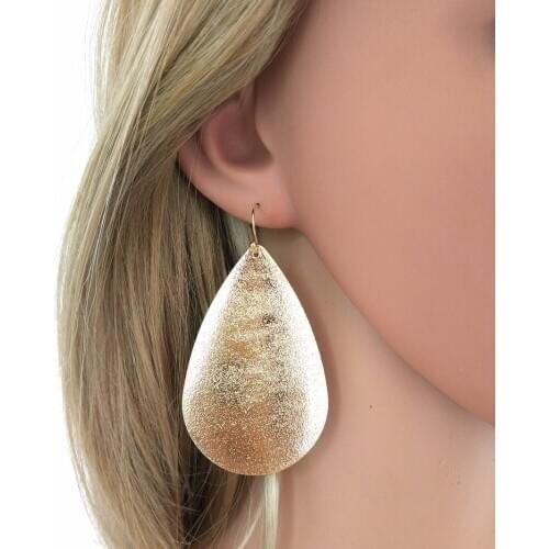 New 4 colors Big water drop Earring delicate dull polish Metallic Hyperbole Huge Leave Teardrop sheet iron Earring for Women