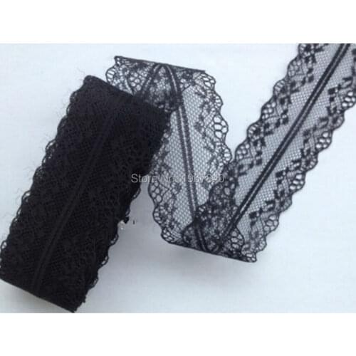 38 mm width of black lace fabric 10 yards / lot DIY clothing accessories Ribbon lace embroidery on both sides