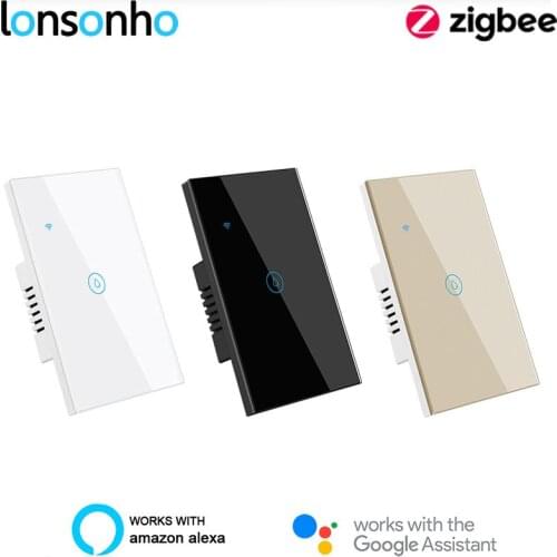 Lonsonho Tuya Zigbee Smart Boiler Switch US 4000W Wall Touch Water Heater Switch Smartlife Remote Control Timer Works Alexa