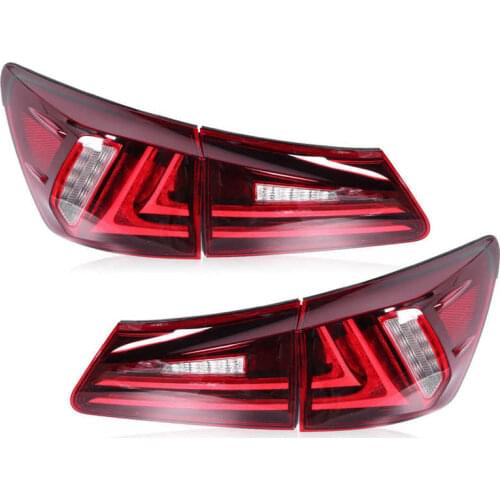 VLAND Full LED Tail Lights Dark Red Lens for Lexus IS250 IS350 ISF 2006 2007 2008 2009 2010 2011 2012 2013 Car Accessories