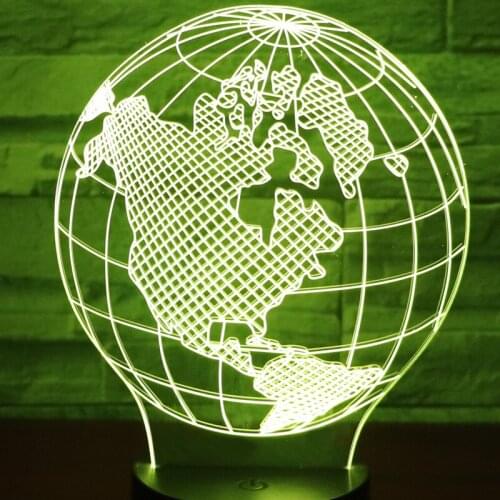 3D LED Night Light Map of America with 7 Colors Light for Home Decoration Lamp Amazing Visualization Optical Illusion Awesome