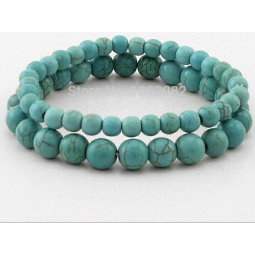 Vintage Tibetan style Stone Bracelets Stone Beads Bangle 2 PCS Natural stone Bracelets Gift MB06