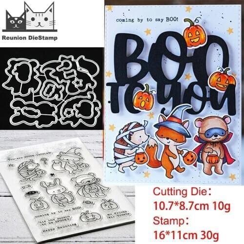 Reunion Halloween Animal Party Cutting Dies and Stamps Stencil for DIY Scrapbooking Photo Album Embossing Decorative Craft Die
