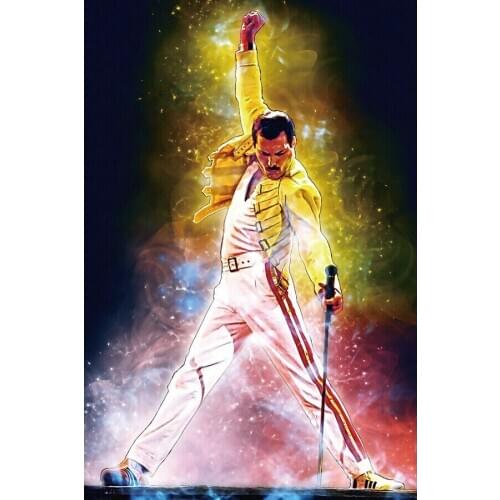 W165 Freddie Mercury Rock Music Band Star Hot Painting Queen Silk Fabric Wall Poster Art Decor Sticker Bright