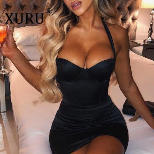 XURU Sexy Sling Party Dress Womens Tight-fitting Hip Halter Dress European and American New Summer Dress