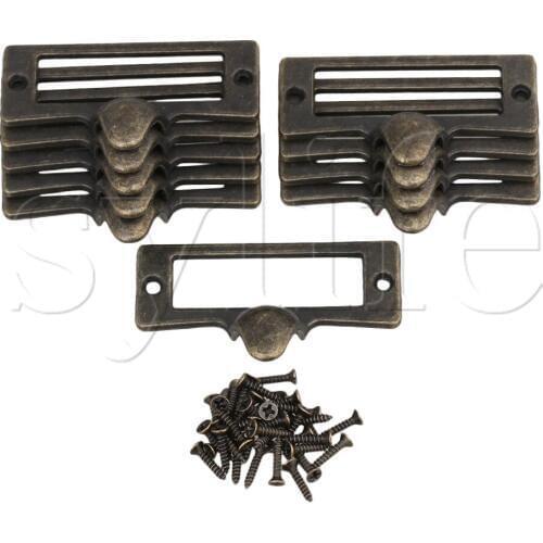 10pcs Antique Solid Cabinet Drawer Label Frame Card Holder 53x33mm Zinc Alloy
