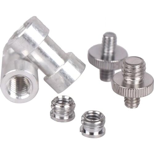 3Pcs 1/4 3/8 Tripod Head Monopod For Camera Flash Light Stand Adapter Screw Kit