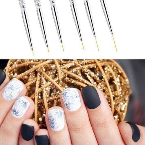 3Pcs Nail Art Brush Drawing Painting Flower Liner Pen Marble Pattern Handle UV Gel Polish Manicure Tools Set 5/7/9mm 11/15/20mm