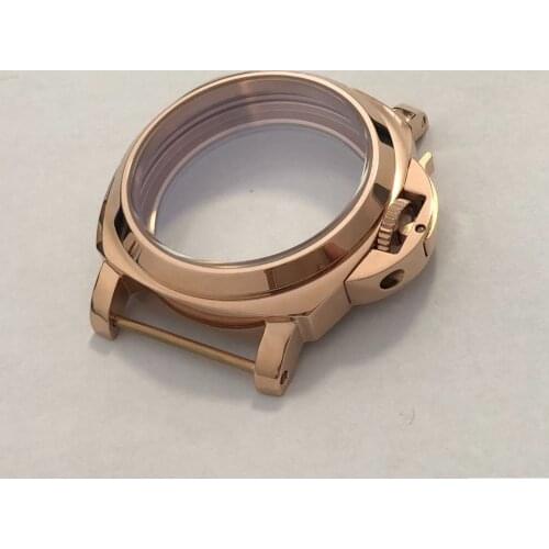 44mm 316L Stainless steel Mineral glass or Sapphire crystal fit ETA 6497/6498 movement 6497 case 6498 case rose gold case BK38