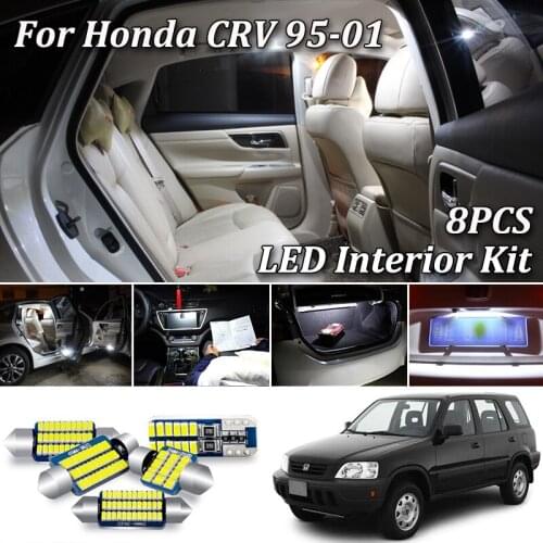 8Pcs Canbus led Car interior light Kit For Honda CRV CR-V RD 1995-2001 led Map Dome Visor Trunk License plate light