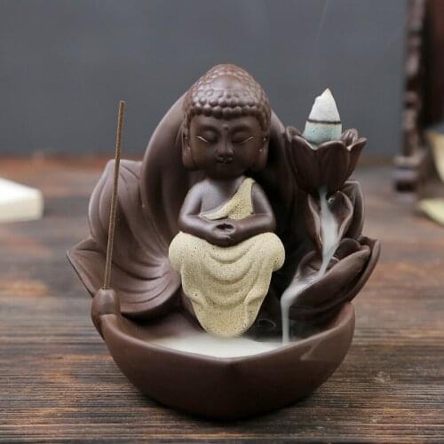 Purple Sand Home Buddha Incense Sandalwood Agarwood Backflow Aromatherapy Stove Backflow Incense Burner Decoration Zen Decor