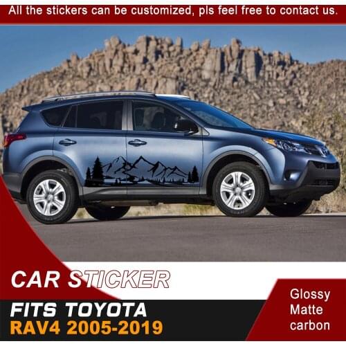 Car Sticker Racing Mountain Tree Grid Styling Side Door Stripe Graphic Vinyl Car Accessories Decals Custom Fit For Toyota Rav4