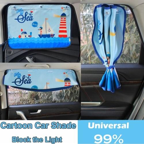 Car Sun Shade Car Cover Cartoon Rear Side Window Curtain Film Car Sunshade Visor Heat Shield UV Protection for Baby Kid Children