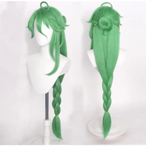 Baizhu Wig Genshin Impact Cosplay Costume Green High Temperature Resistant Long Wigs Character Accessories